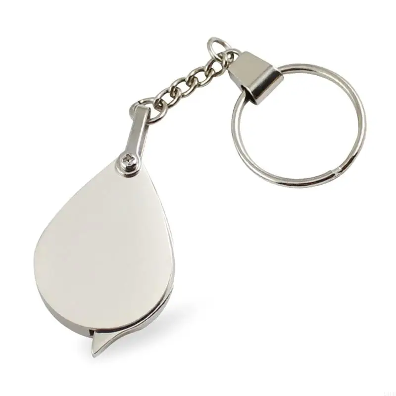 L1EE 15x Pocket Magnifier Metal Folding Glass with for Key Chain Jewelry L