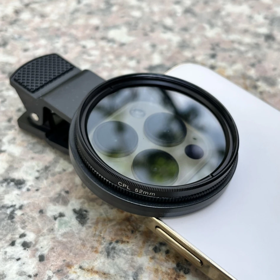 37mm 52mm Mobile Phone Lens CPL Polarizing Filter With Clip Eliminate Reflections and Enhance Image Clarity