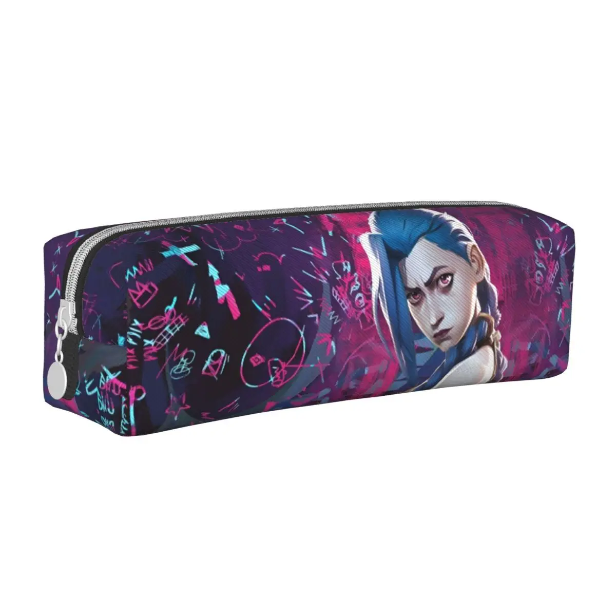 Jinx Arcane Pencil Cases League Battle Game Legends Pen Pencil Bags Student Large Storage Office Zipper Pencilcases