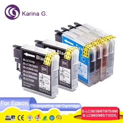 6X for LC60 LC61 LC65 LC67 LC975 LC980 LC990 LC1100 LC11 LC16 LC38 LC39  LC985 in ink cartridges for Brother printer