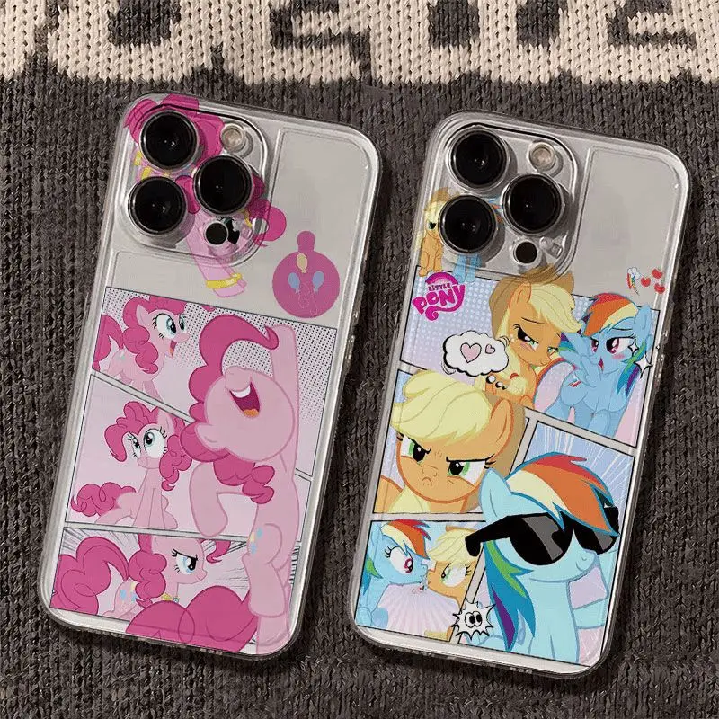 Kawaii My Little Pony Pinkamena Diane Pie Phone Case Suitable for 16 15 14 13Pro Max Plus Cute Transparent Phone Protection Case