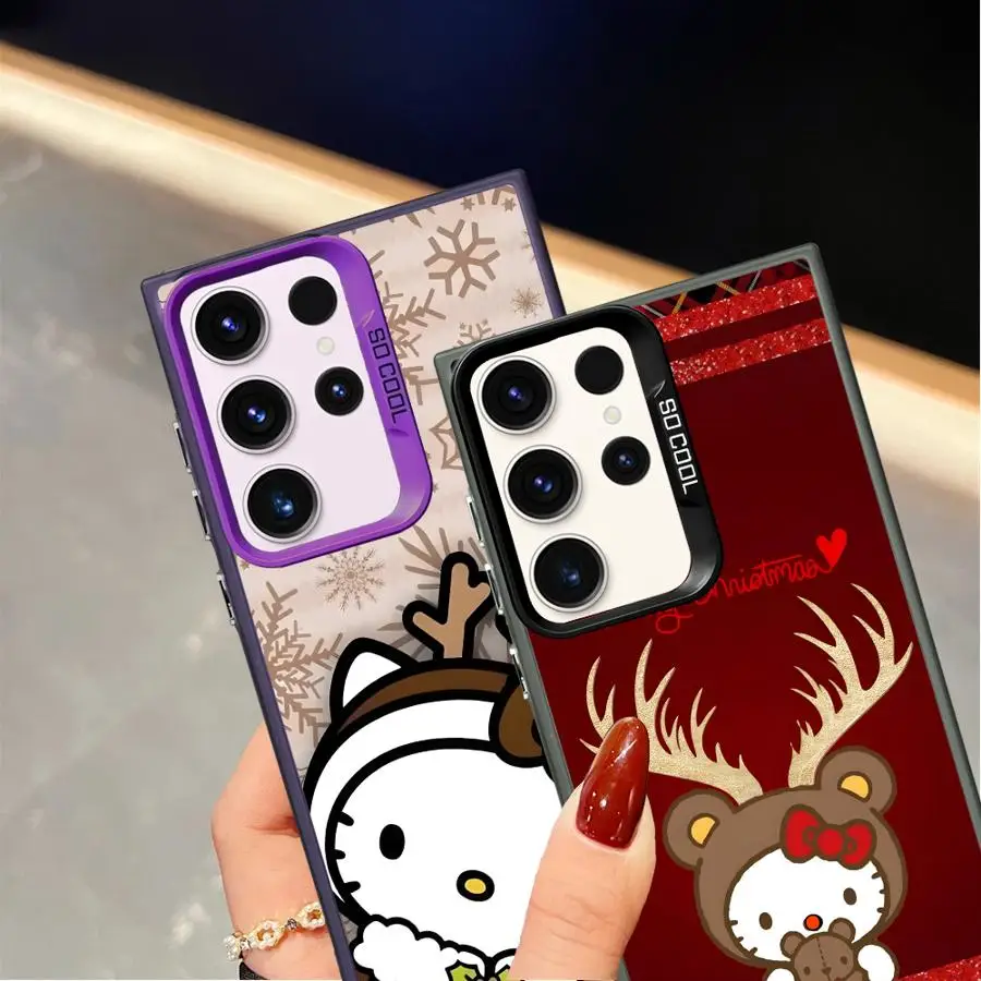 เคสโทรศัพท์มือถือสำหรับ Samsung Galaxy S24 FE S22 S25 Note 20 Ultra S23 S21 S20 Plus S23 Sanrio ลายคริสต์มาสกวางเรนเดียร์