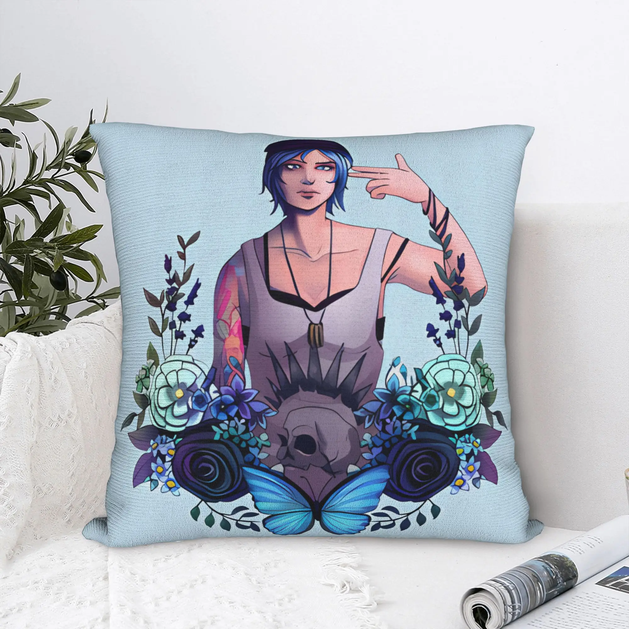 Life is Strange Chloe Finger Gun Pillow Cover  Cute Funny Pillow Case For Sofa Home Decoration Soft Pillowcases Birthday Gift