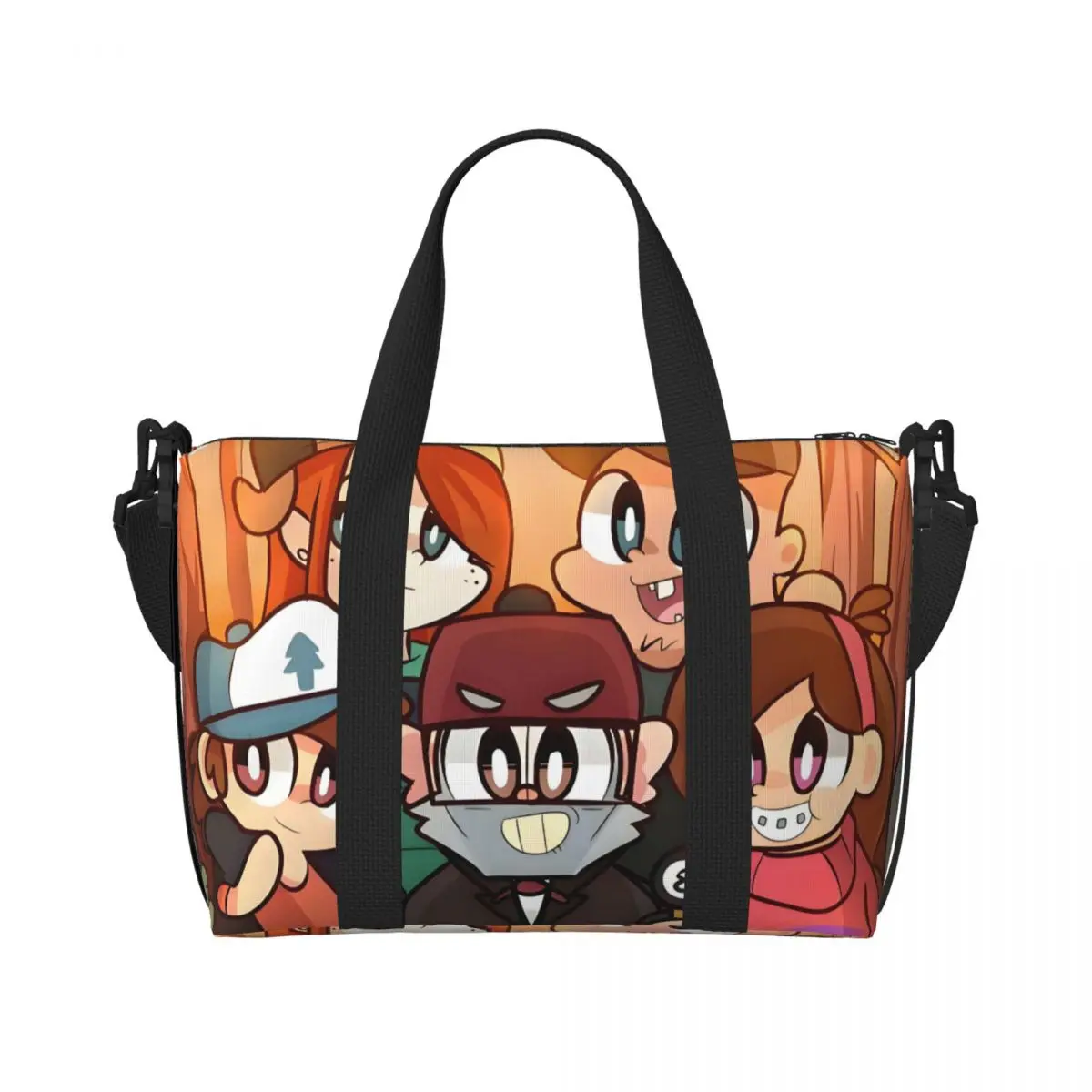 

Custom Gravity Falls Cartoon Beach Tote Bag Women Kawaii Comedy TV Series Anime Large Compartment Beach Gym Travel Bags
