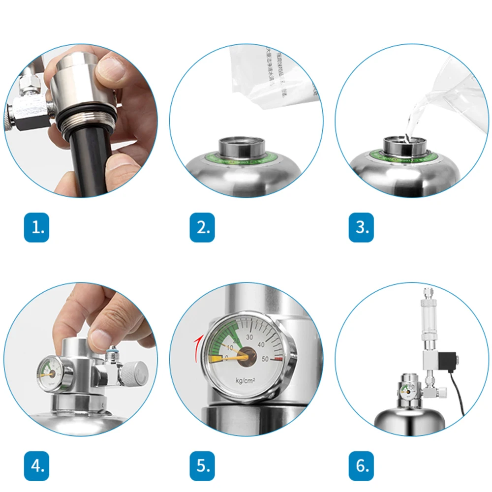 Imagem -05 - Kit de Sistema Gerador de Co2 de Sistema Gerador de Cilindro Válvula Solenóide Difusor de Bolha Reator de Dióxido de Carbono Aço Inoxidável