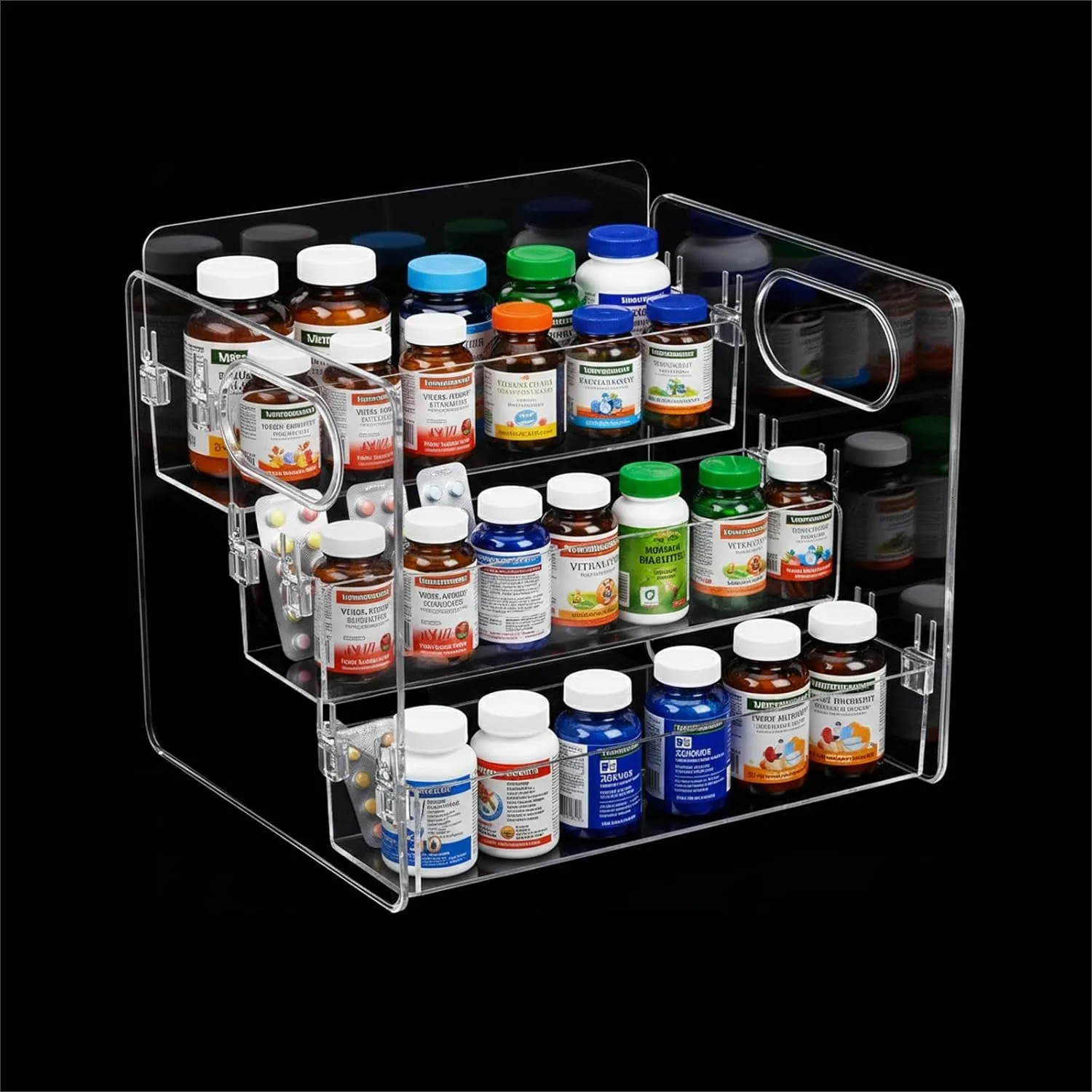 

3-Tier Rotating Organizer for Vitamin Bottles, Medicine Cabinet Storage, Countertop Shelf