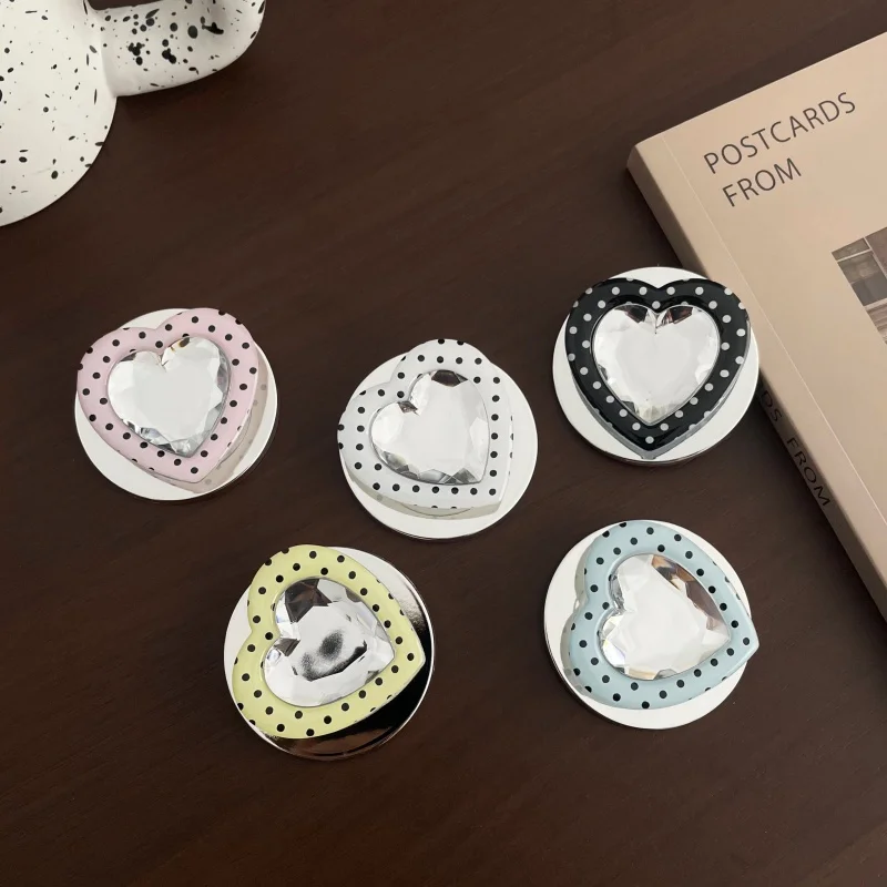 

Korean Polka Dots Heart-shape For Magnetic Griptok Holder Phone Finger Ring Stand Support For Magsafe iPhone 16 Girl Bracket