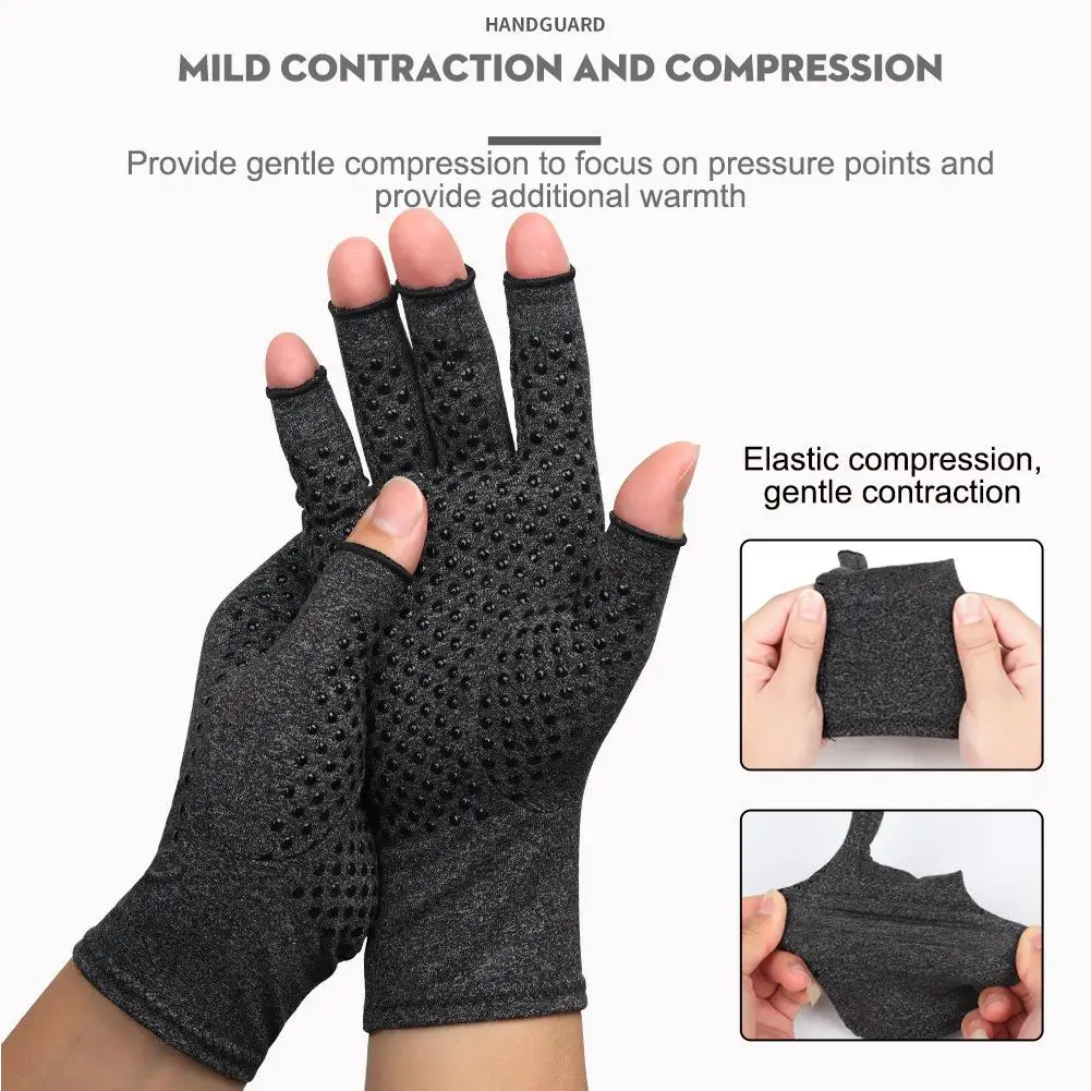 

1 Pair Half Finger Compression Gloves Joint Care Rehabilitation Hand Gloves Care Relieve Joint Pain Hand Anti-slip Pressure W4P1