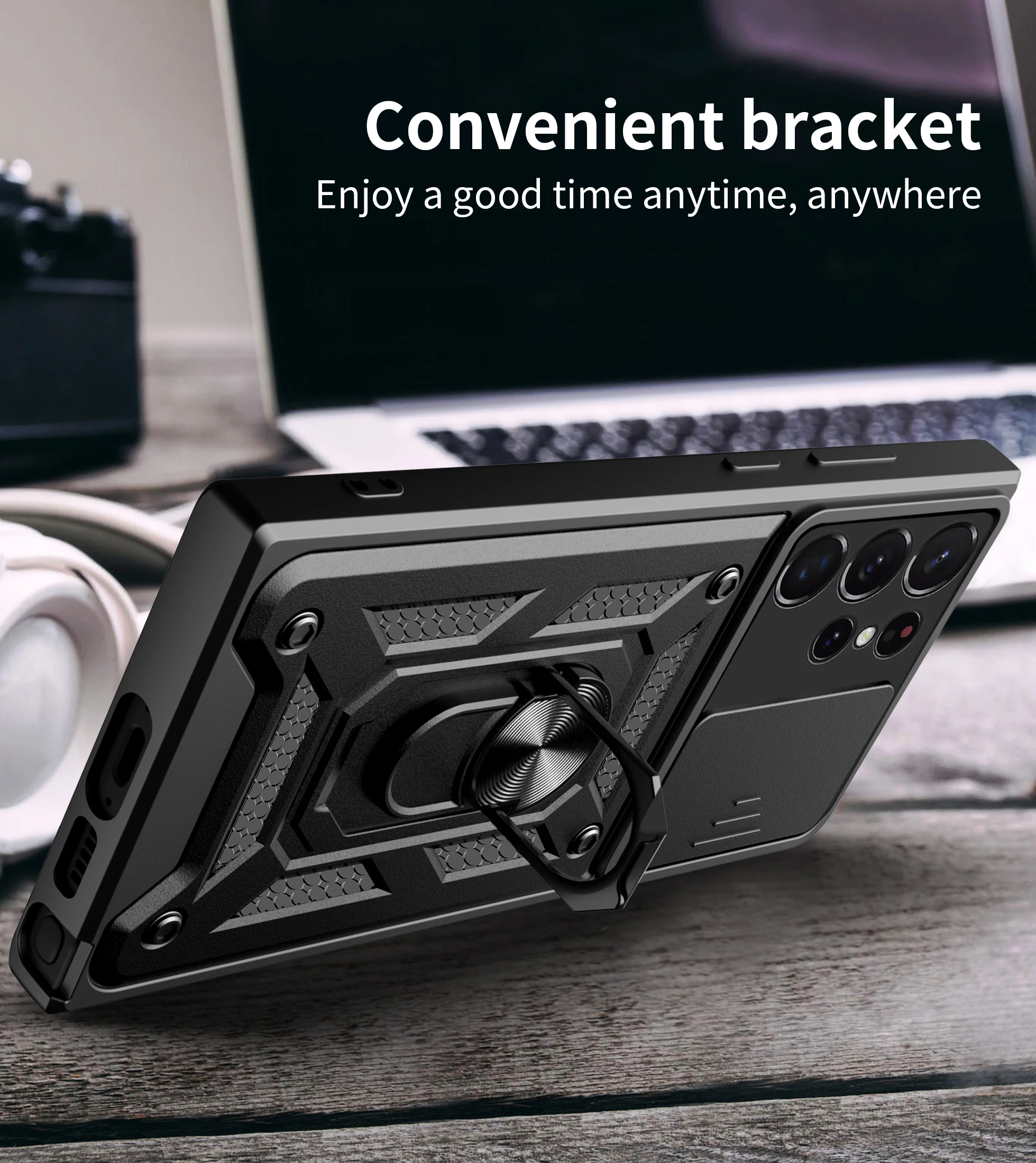 

For Samsung Galaxy S22 Plus S25 Edge S21 S20 FE S24 S23 Ultra Magnet Ring Phone Case Camera Slide Armor Protect Soft Cover Cases