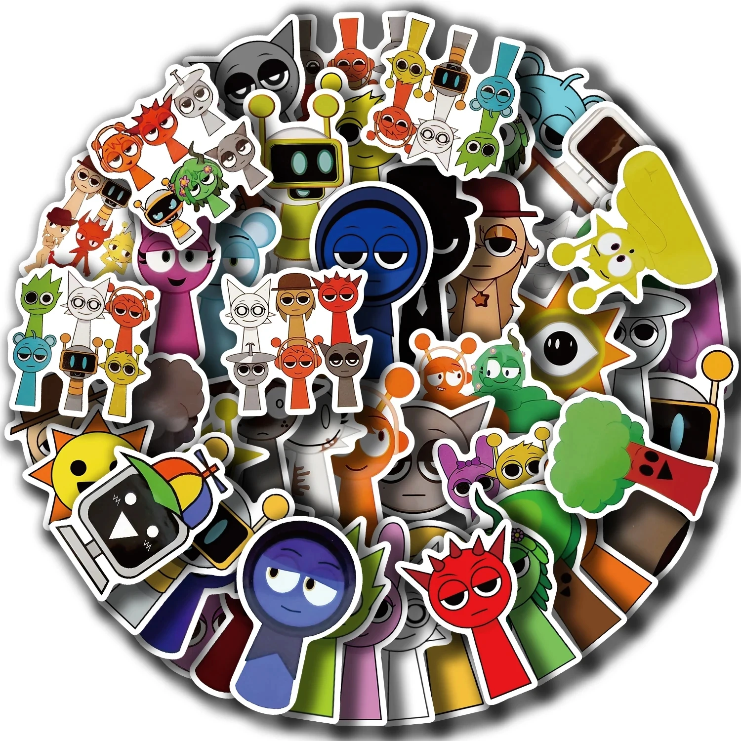 50Pcs Game Incredibox Sprunki Stickers Music Sprunki DIY Stickers Scrapbooking Phone Luggage Skateboard Waterproof Decals