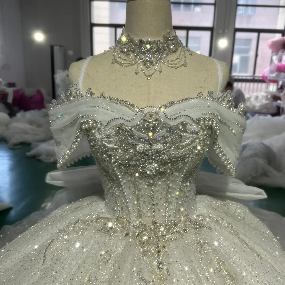 2024 magčfico vestido de novia femenino hombro con hombro princesa abalorios baile de vestidos de novia personalizados