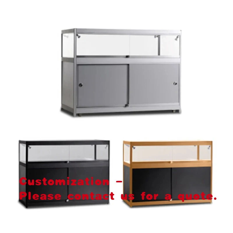 custom.Factory Customized High Class LED-Lit Eco-Friendly Durable Lockable Glass Showcase Display with Storage Cabinet Smoke