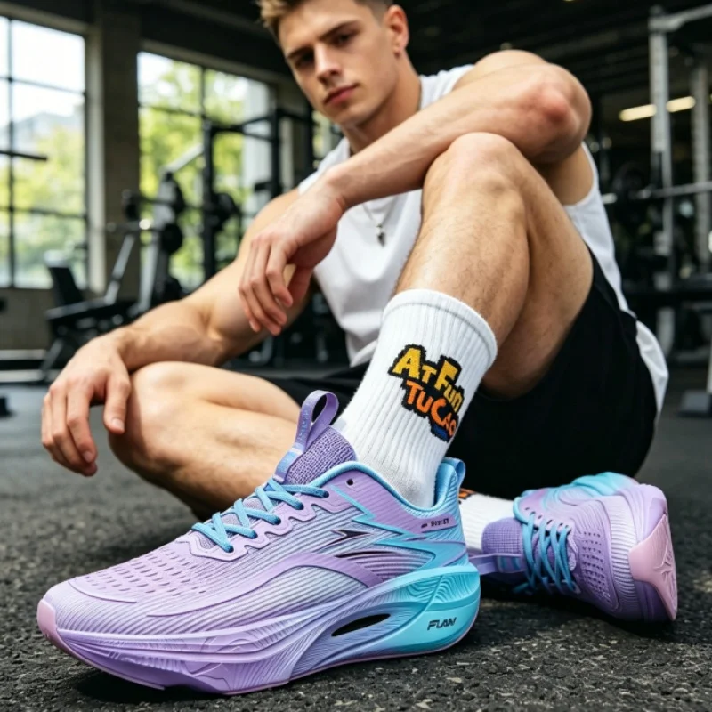 Exercise‌ Running Shoes Men Sports Carbon Board ShockAbsorbing Lightweight Comfy Unisex Marathon Athletic Speciality Sneakers