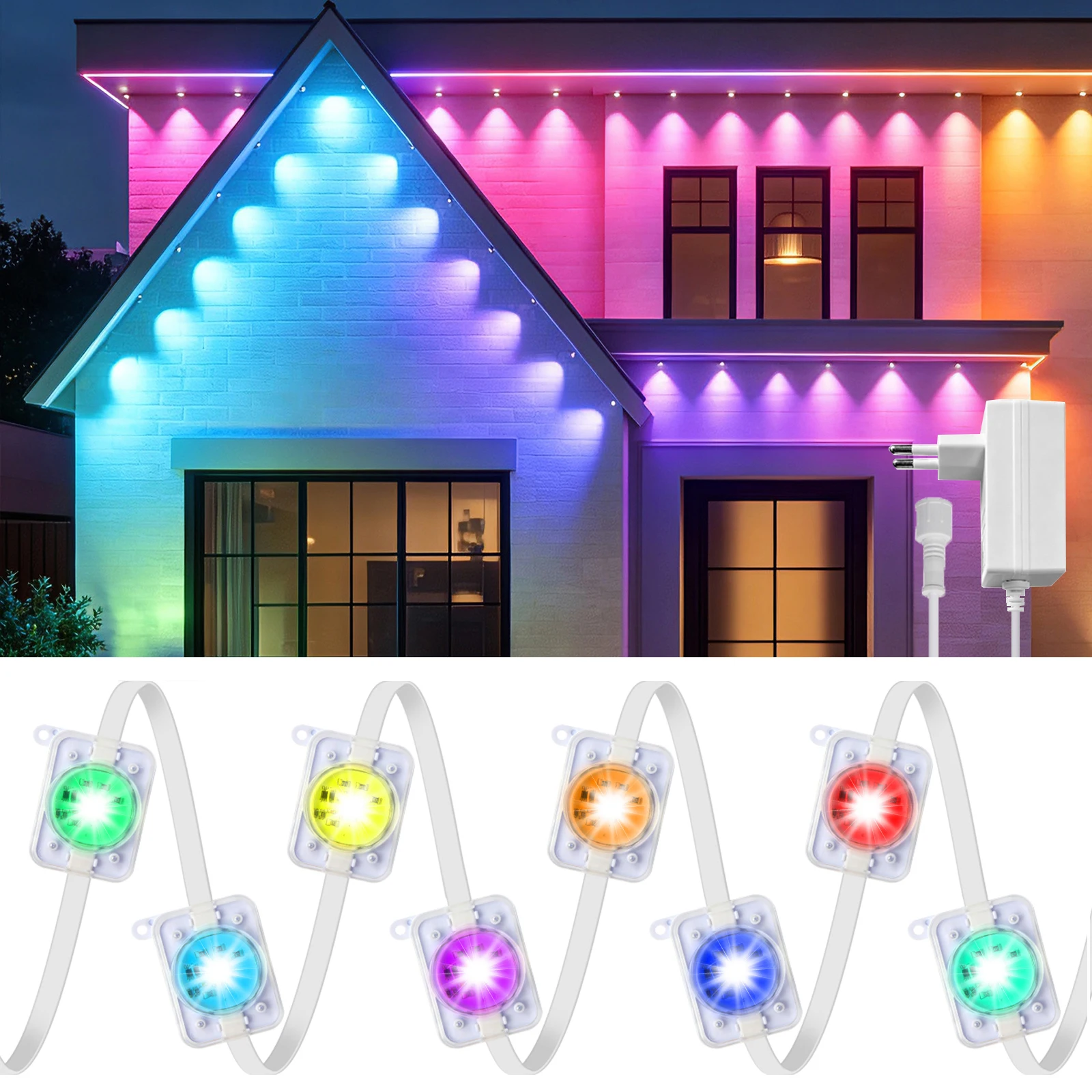 15M 30M 45M 60M RGBIC LED Eaves Light Permanent Outdoor Light String Kit Scene Modes Full House Party Christmas Waterproof Decor
