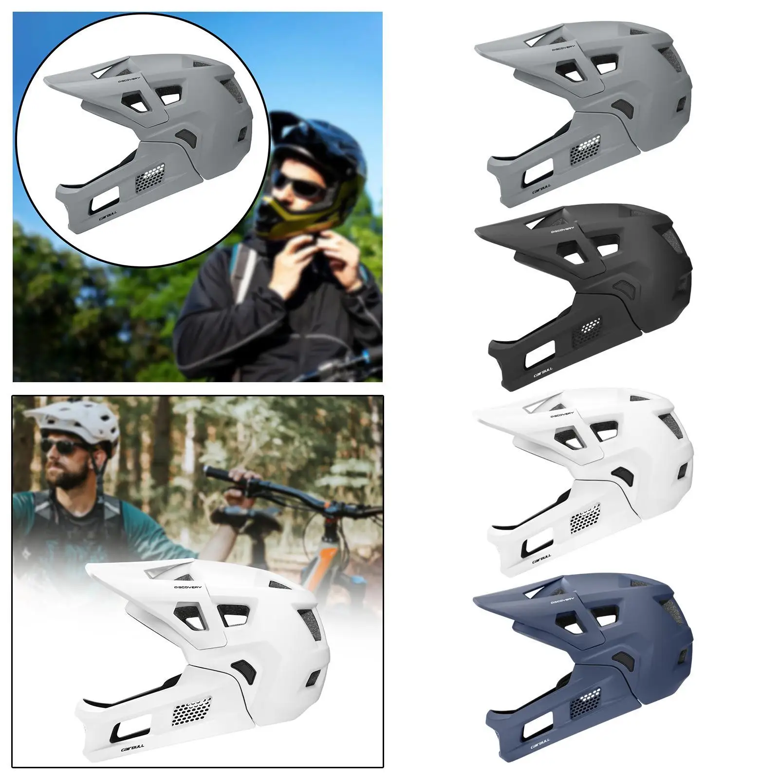 Capacete de bicicleta para mountain bike com protetor de queixo removível e design facial completo