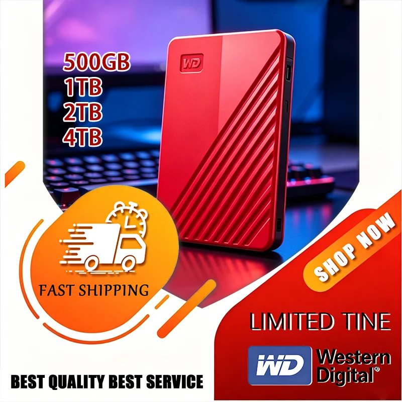 WD My Passport 1TB/2TB/4TB Encrypted High-Speed USB 3.0 External Portable Mobile Storage Disk Hard Drive for Computers NEW 2026