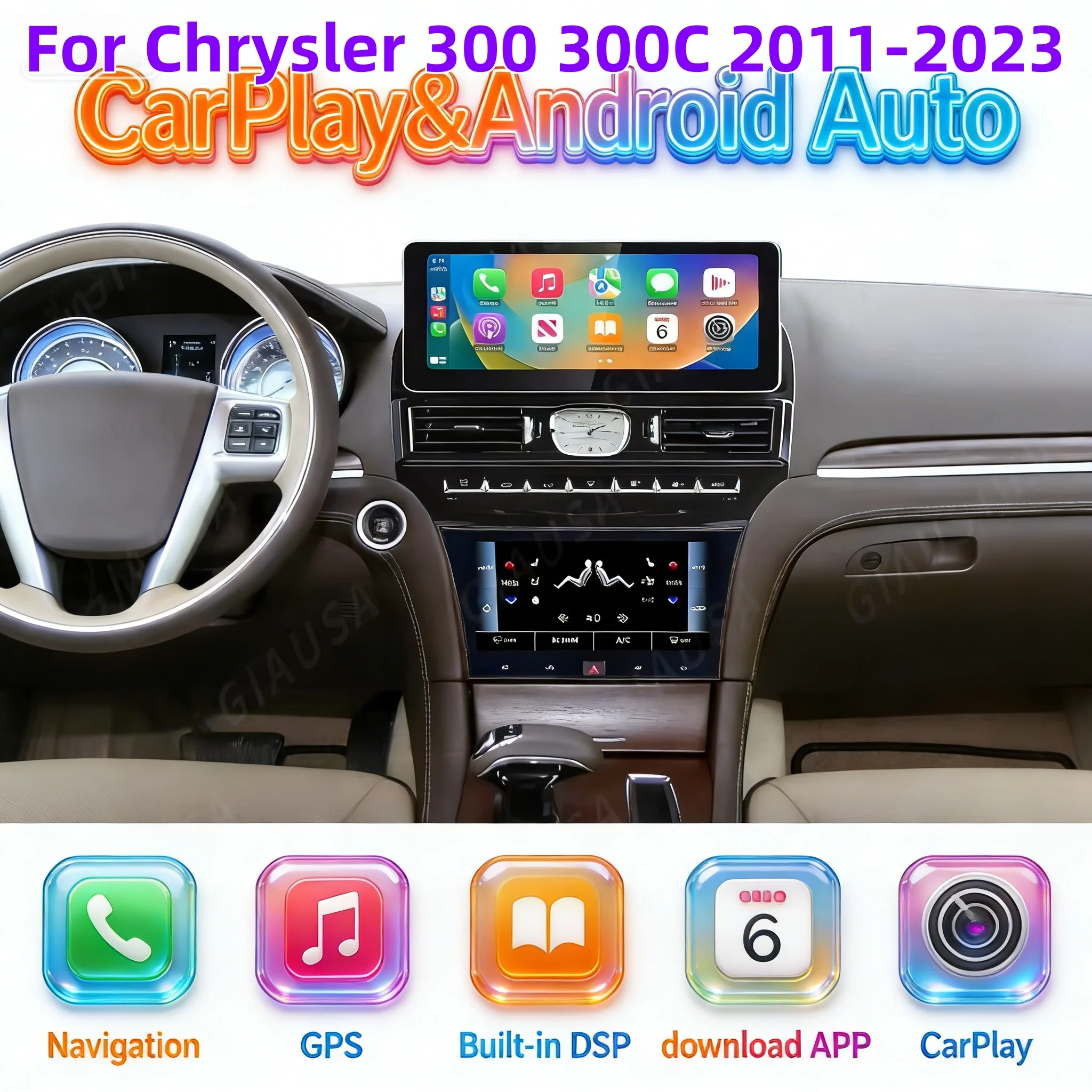 

Android Wireless Carplay Radio For Chrysler 300 300C 2011-2023 Multimedia Player Stereo Touch Screen Bluetooth Head unit 4G WIFI