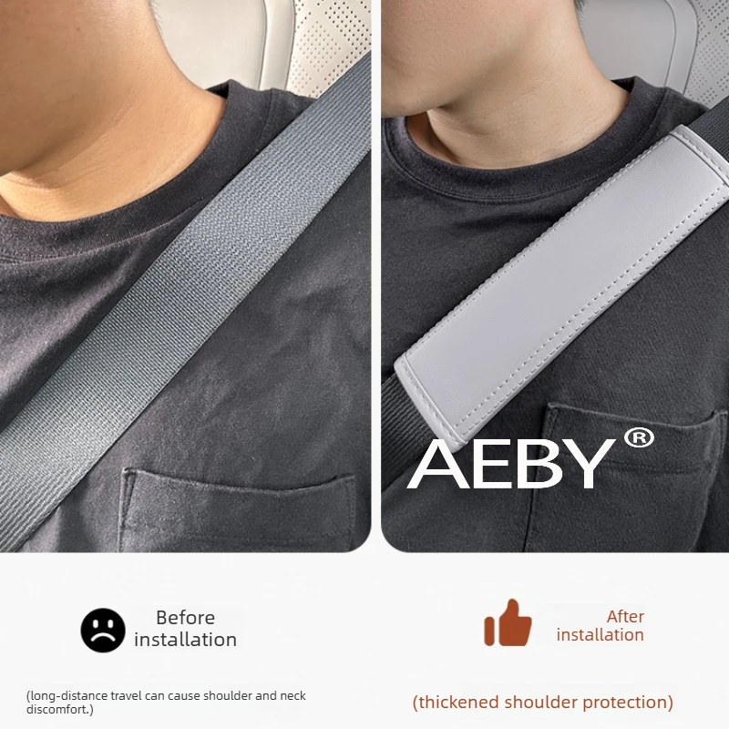 AEBY Voor BYD Atto 2 Smart Driving Edition 2024-2025 Lederen veiligheidsgordel schouderstuk, zacht gewatteerde schouderhoes, auto-interieur decor