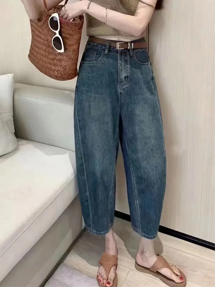 2025 High-waisted Wide-leg Jeans Women's Slimming Loose-fit  Pants Autumn Winter Season Stylish Business Casual Wear