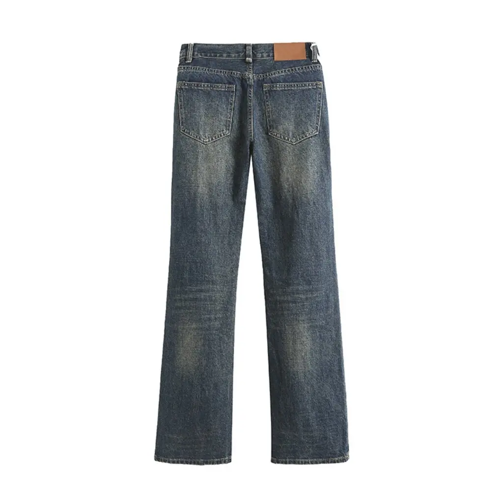 

Retro Low Waist Skinny Jeans for Women High Street Style Slimming Straight Mop Trousers American Hot Girl Early Spring Fashion