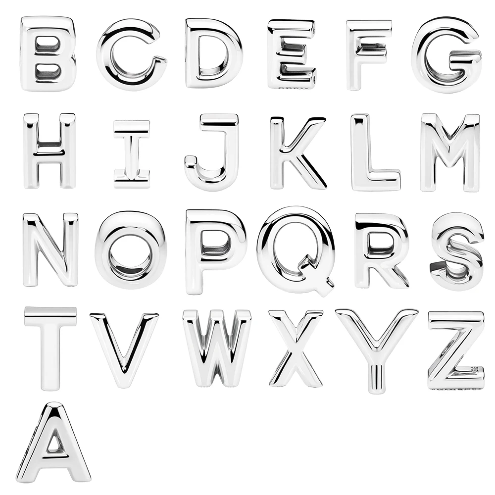 New Original 925 Sterling Silver Charms Beads A-Z Letters Virgo Aries Fit Pan Brand Bracelets Necklaces Jewelry For Women