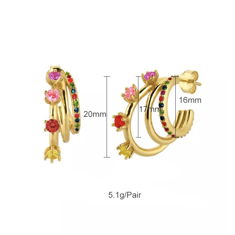 CRMYA Color CZ Zircon Hoop Earrings For Women Luxury Piercing Gold Plated Women's Hoop Earrings 2022 Party Jewelry Wholesale