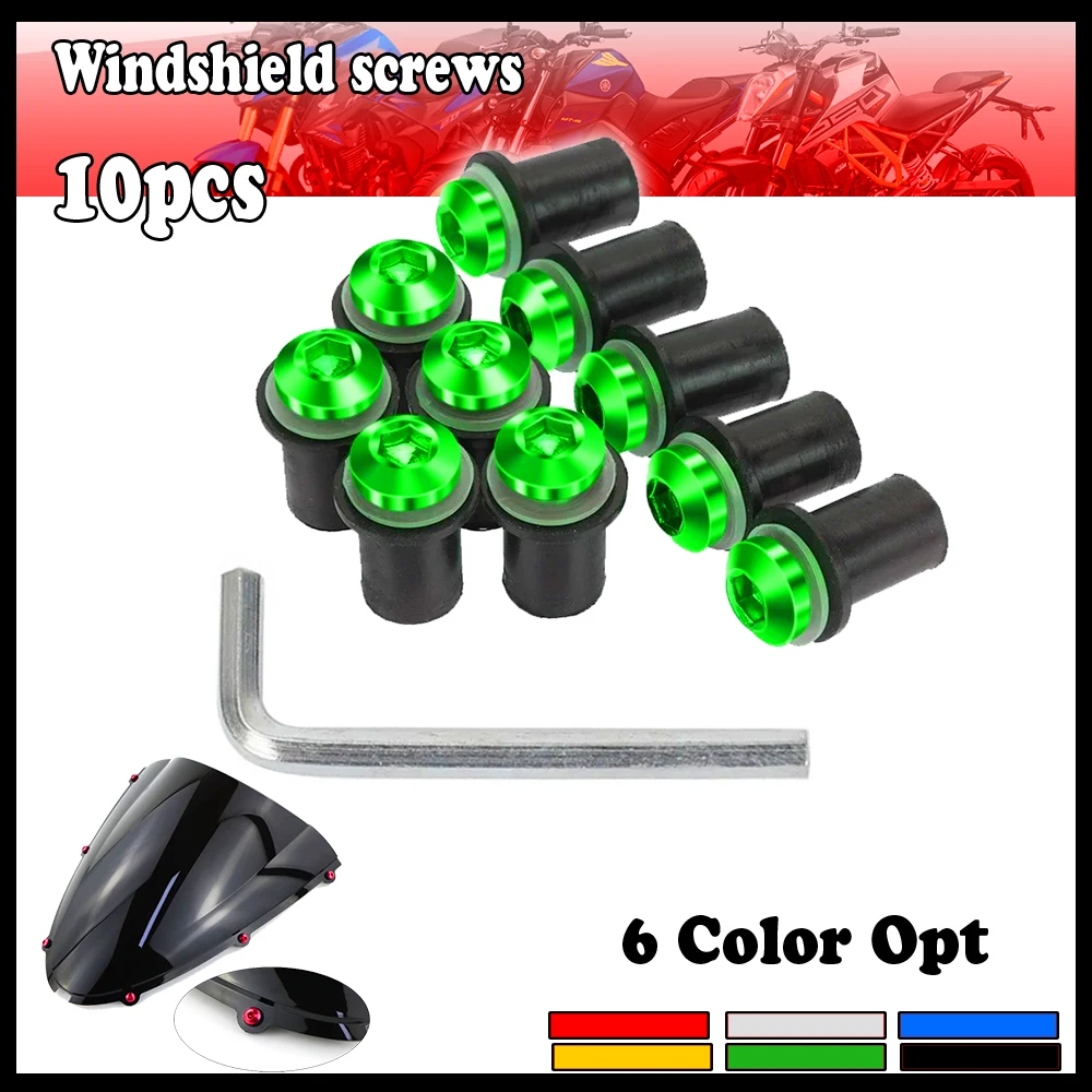 

Для Kawasaki Z900 Z750 Z800 Z650 VERSYS 300 650 1000 ZX6R ZX7R ZX10R ZX14R ZZR 10 шт. 5 мм комплект болтов для лобового стекла