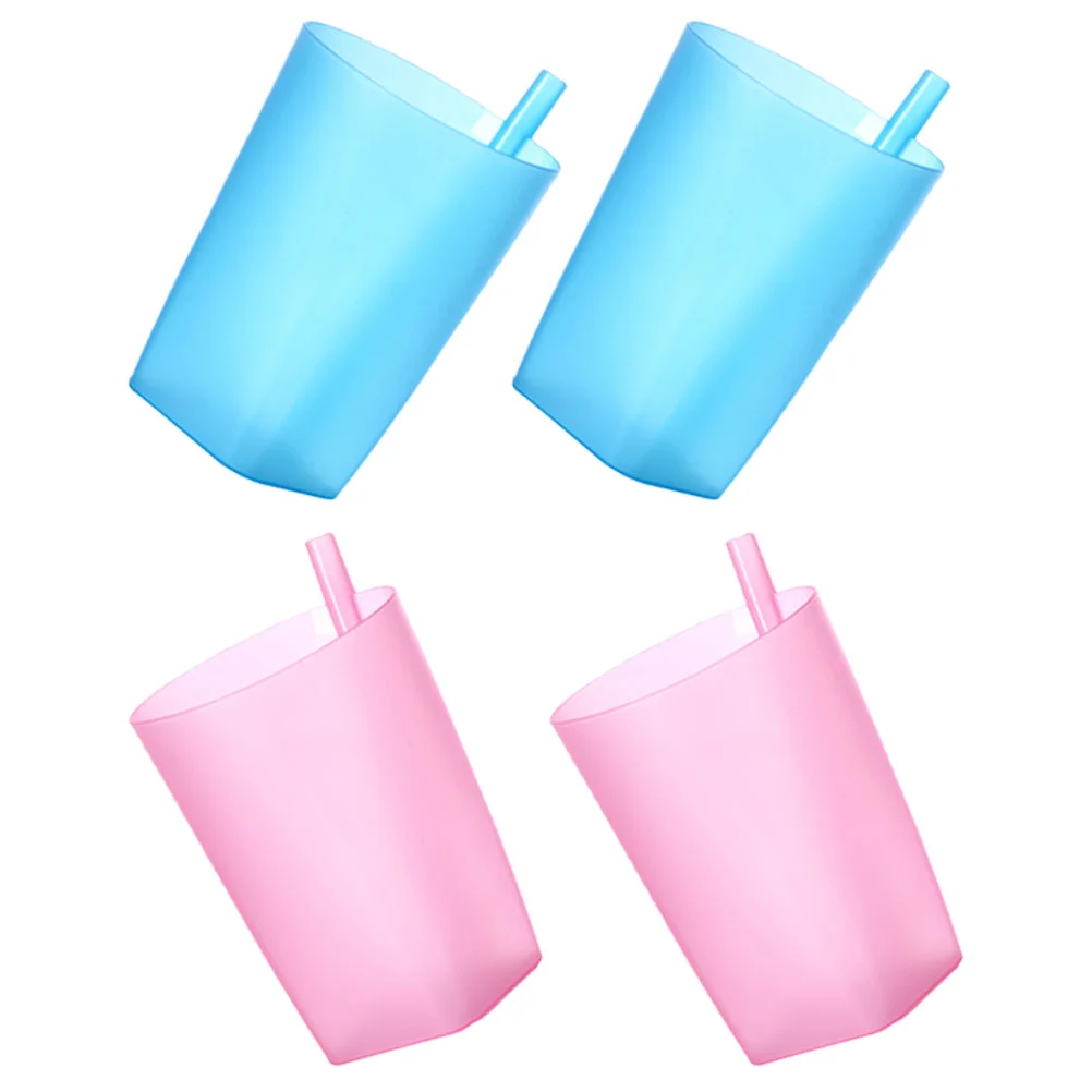 4 Pcs Candy Color Cups Toddler Anti Fall Straw Kids Drinking Cup Food Grade Plastic Safe Smooth Edges For Juice