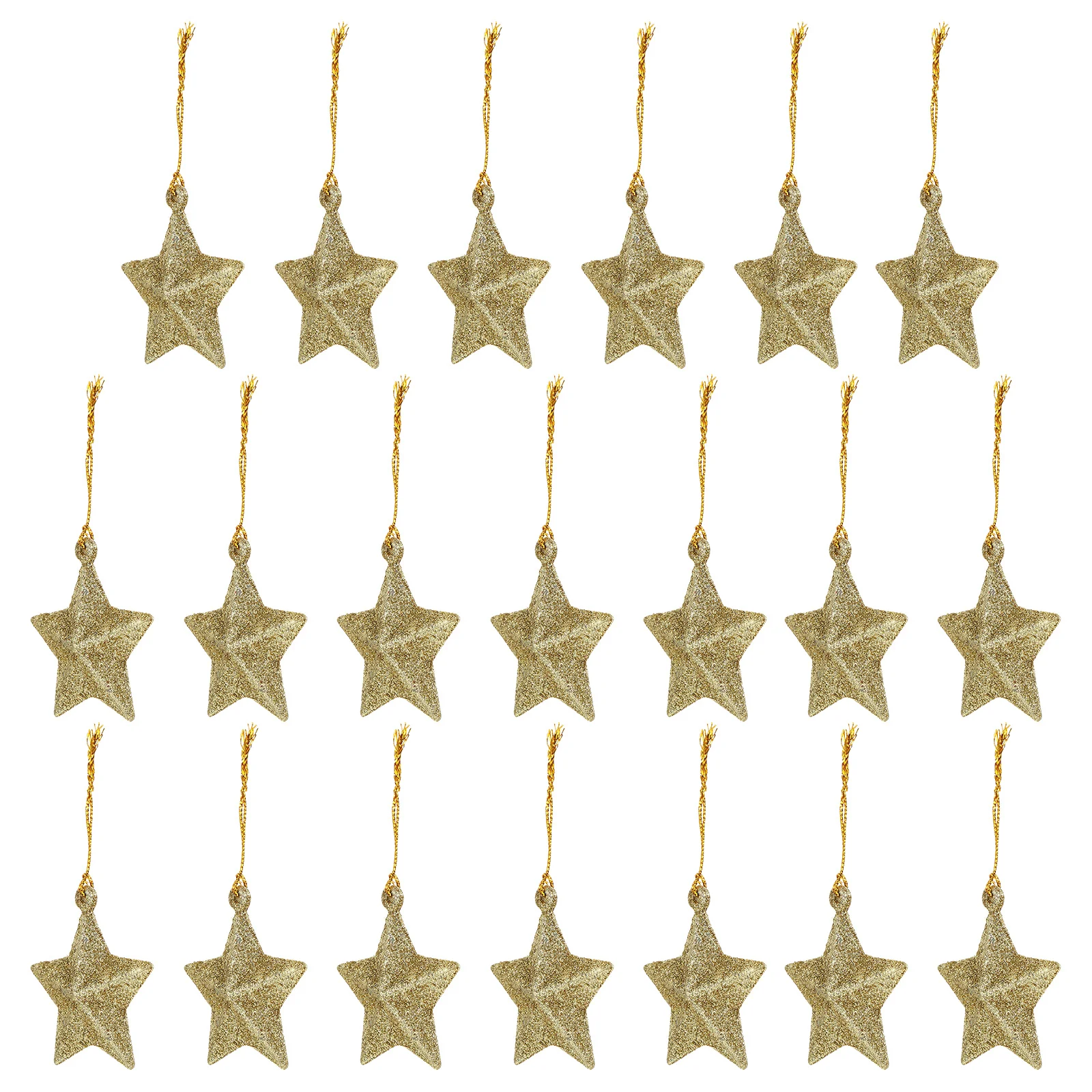

30pcs Small Star Pendant Gold Glitter Christmas Tree Hanging Decorations Xmas Ornament For Party Garden Decoration Patriotic