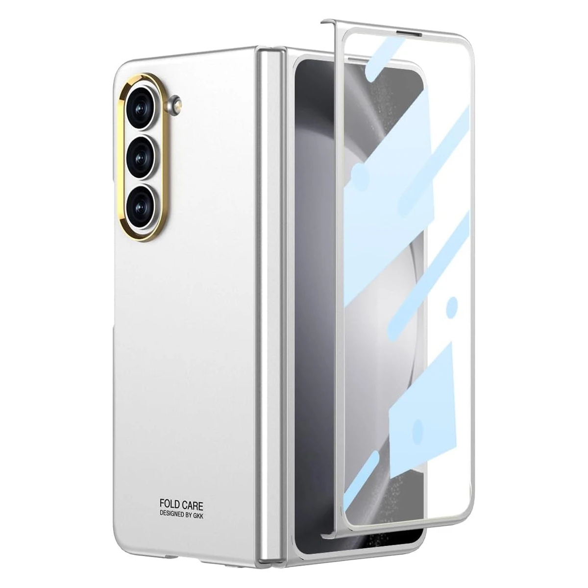 

Case Compatible with Samsung Galaxy Z Fold 5 Case, Z Fold 5 Tempered Glass Screen Protector Case, Hard PC Slim Shockproof