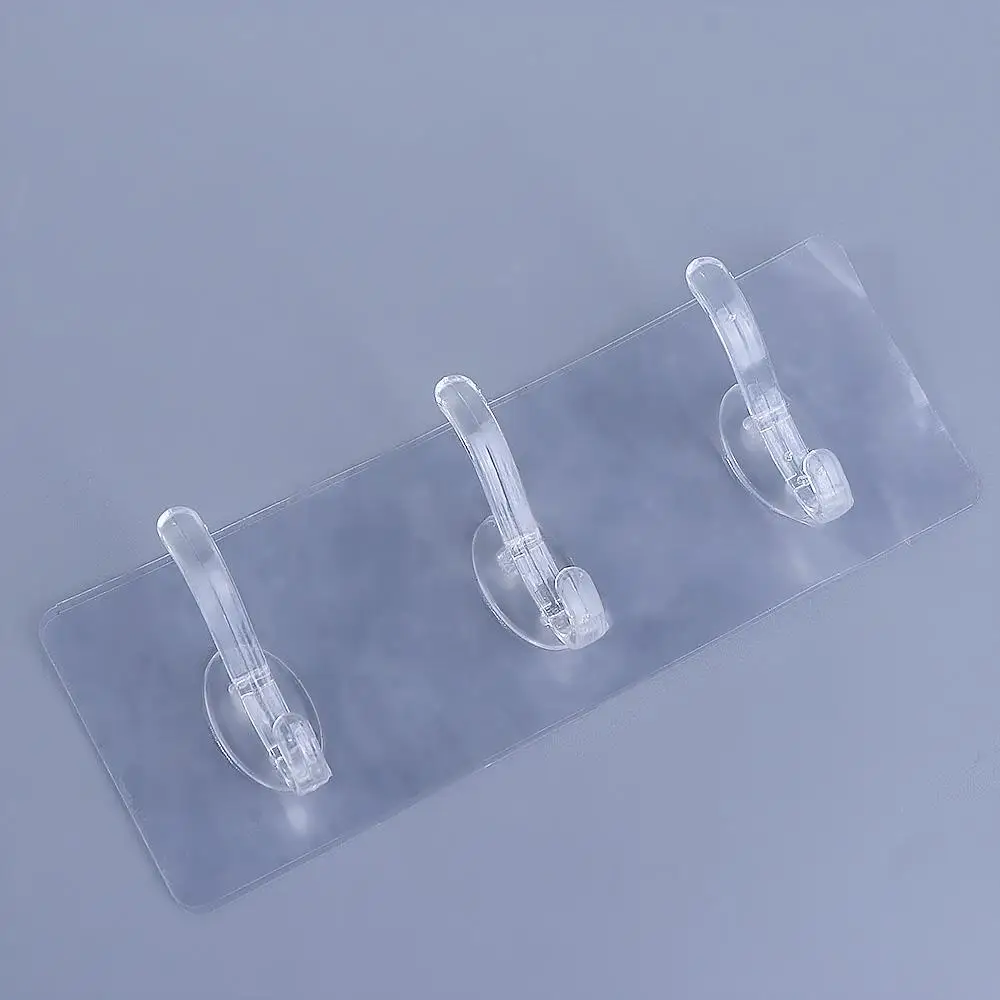 Transparent PVC Wall Hooks 1/3/5/6 Row For Hanging On The Wall Clothes Coat Hanger Towel Holder Door Hook for Bathroom Kitchen