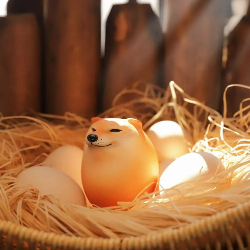 Egg Shape Shiba Inu Ornament Creative Stress Relief Toy PVC Dog Figure Whimsical Home Decor Creative Egg Design