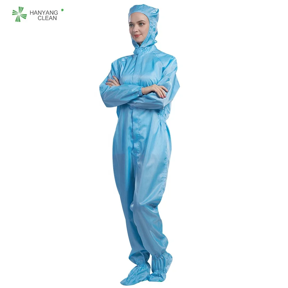 H-1110 uniforms cleanroom coverall safe cloth polyester and nylon anti-static work clothes esd clothing