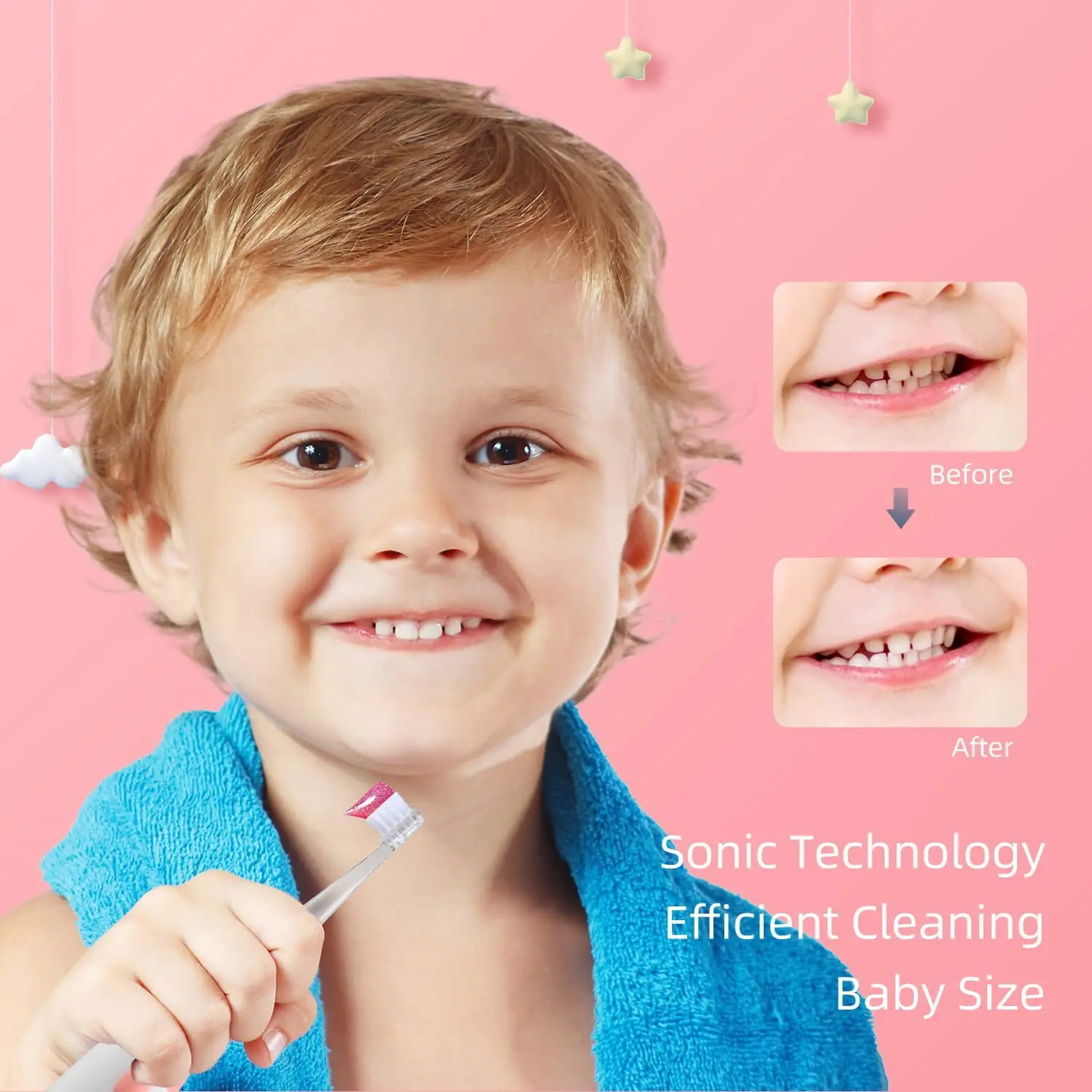 Seago Baby Electric Toothbrush for 0 to 3 Years Old Sonic Toothbrush LED Light Brush Smart Timer Waterproof IPX7 Baby Gift SG513