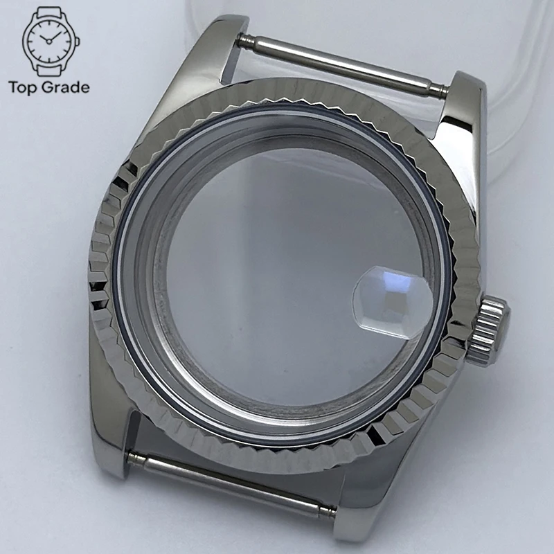 TG NH35 316L Stainless Steel Case 36mm/39mm Silver Triangle Pattern Sapphire Magnifying Glass Watch Case Fit NH35/NH36 Movement