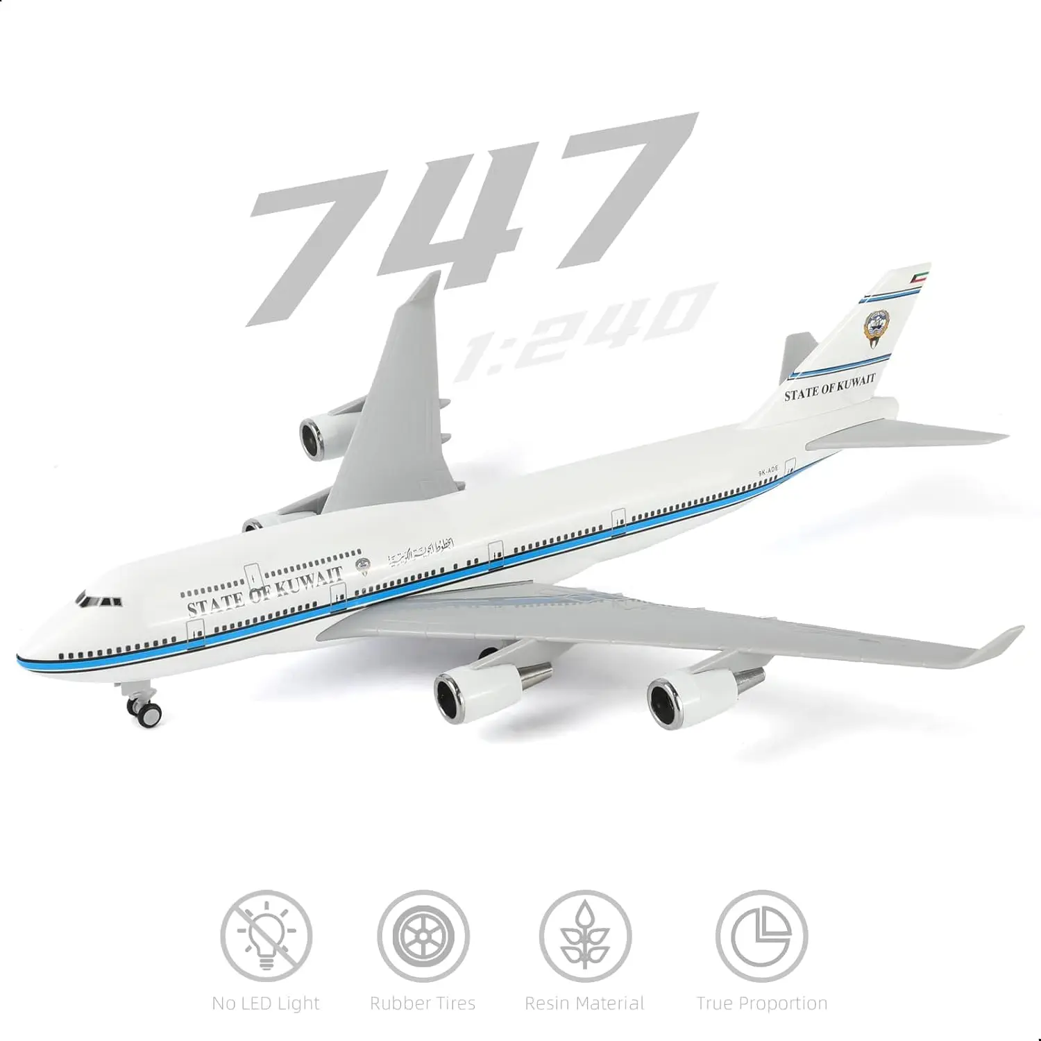 

1/240 Kuwait Airplane Model Kit (30cm L) Resin Airplane Model for Adult Birthday, Holiday, Business Aviation Gift or Collectible