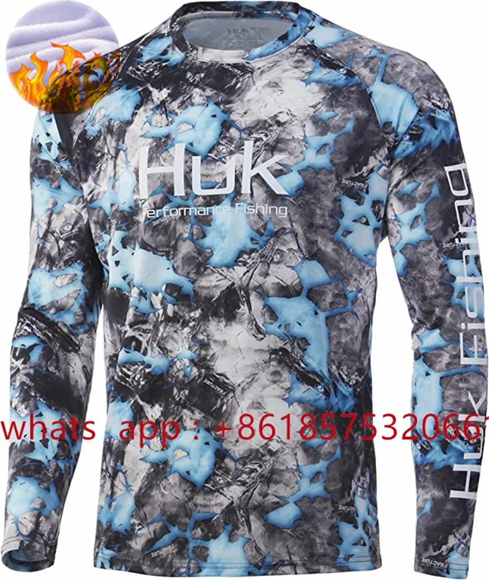 

Winter Huk Men Fishing Keep warm Long Sleeve Hooded Shirts Blusas Para Pesca Fleece Fishing l Camisa De Pesca Uv Manga Longa