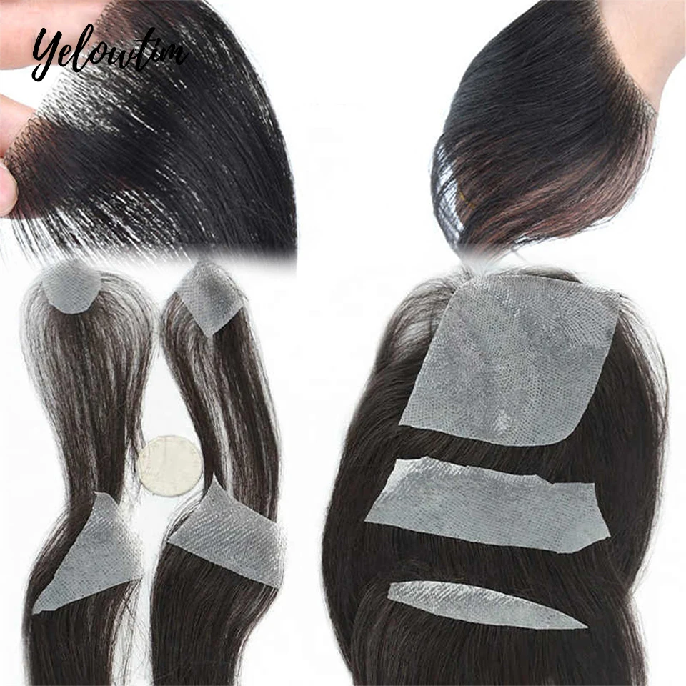 

Forehead Patch 100% Human Hair Hairpiece Sideburns Toupee Invisible Seamless Ultra Thin Skin PU Men's Hairline Sideburn Patch