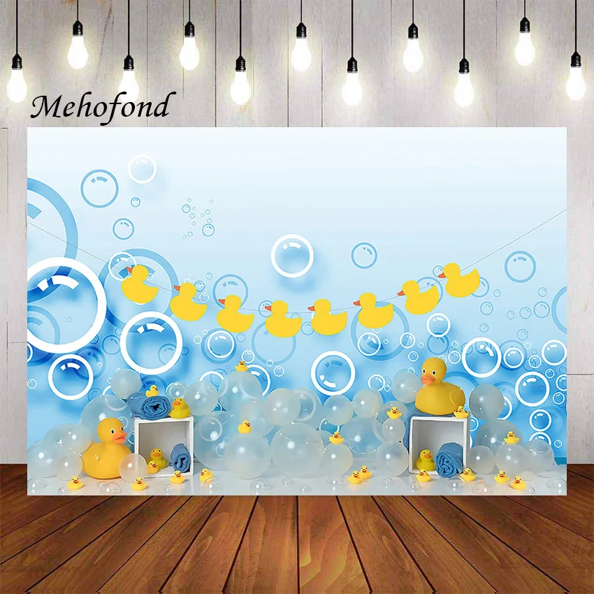 Mehofond Photography Background Cute Yellow Little Duck Bubble Child Baby Shower Birthday Party Decoration Backdrop Photo Studio