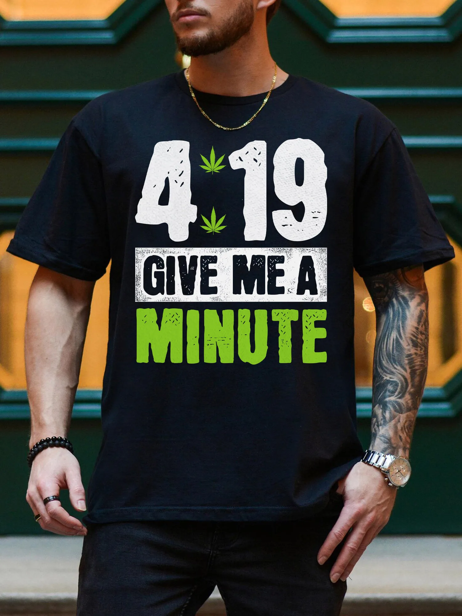 

Give Me A Minute Men's Everyday Graphic T-Shirt - 100% Cotton T-Shirts For Men, Casual Black Tee