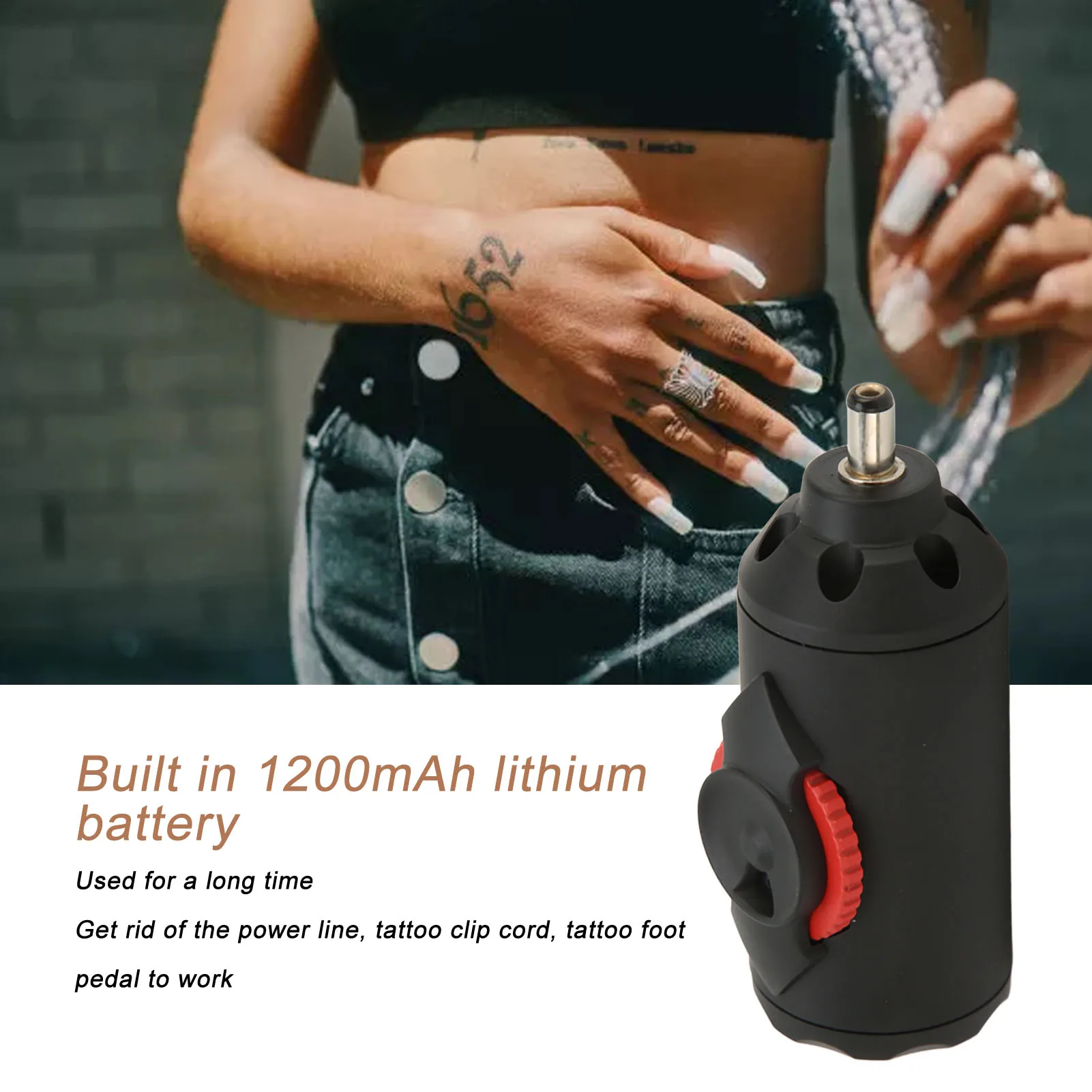 

1200mAh Mini Tattoo Power Supply tattoo machine battery C-type USB rechargeable wireless cordless RCA/DC tattoo pen interface