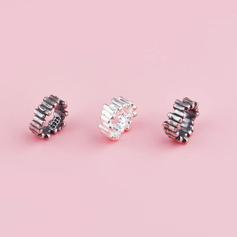 S925 pure silver uneven fence partition DIY red string bracelet accessory
