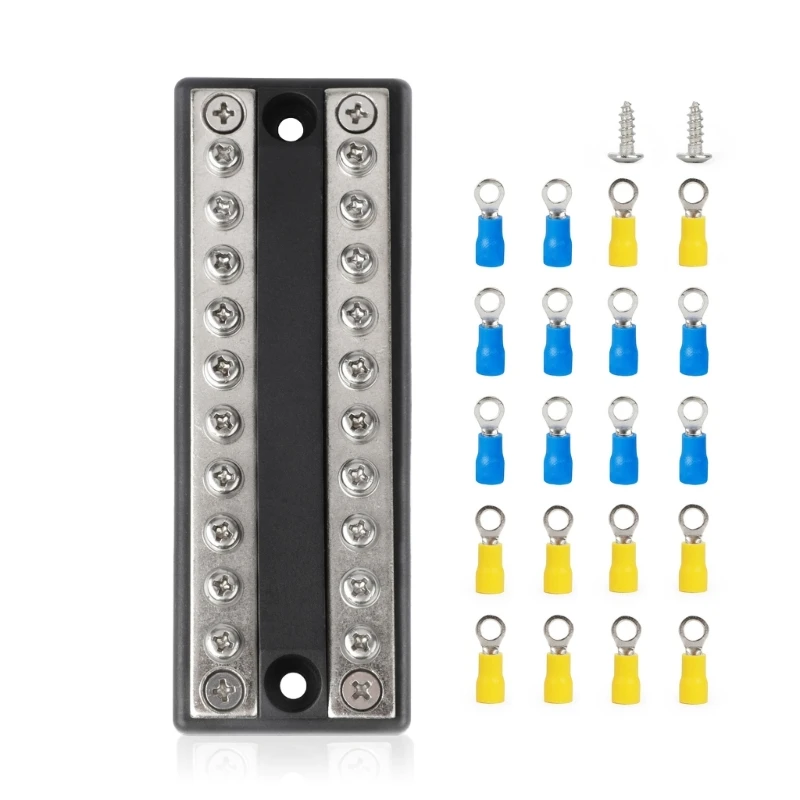 

Q39F 20 Post Power Distribution Block Bus Bar 100A 48V Marine Bus Bar, Automobile Battery Terminals Distribution Block