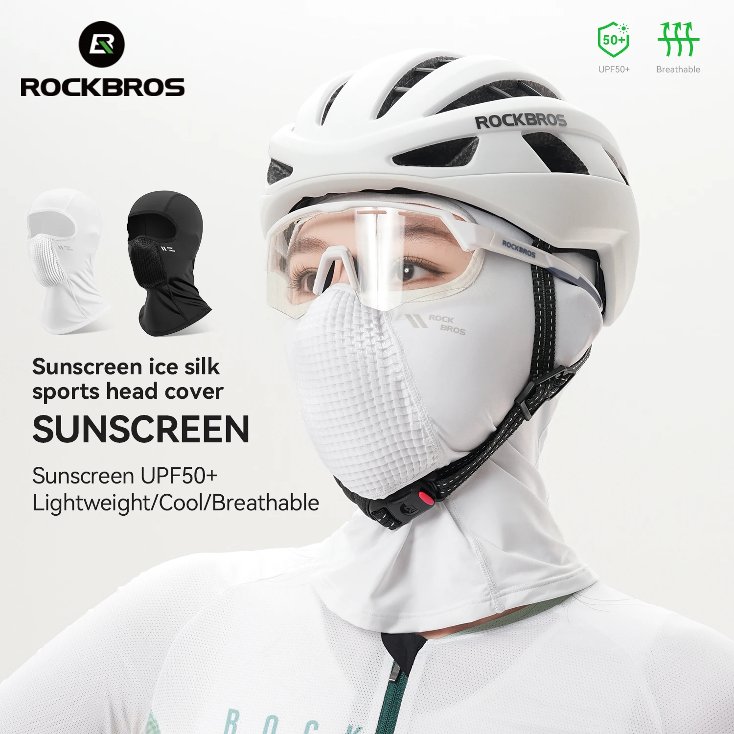 

ROCKBROS Summer Cycling Balaclava UPF50+ UV Protection Ice Silk Breathable Face Mask Sunscreen Outdoor Sports Cycling Headgear