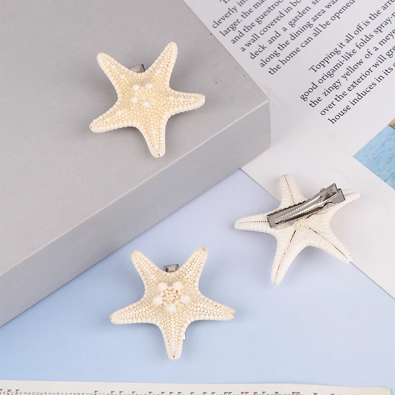 Natural Starfish Hair Clips Cute Sea Star Hair Clips Women Girls Beach Starfish Hairpin Summer Headwear Jewellery