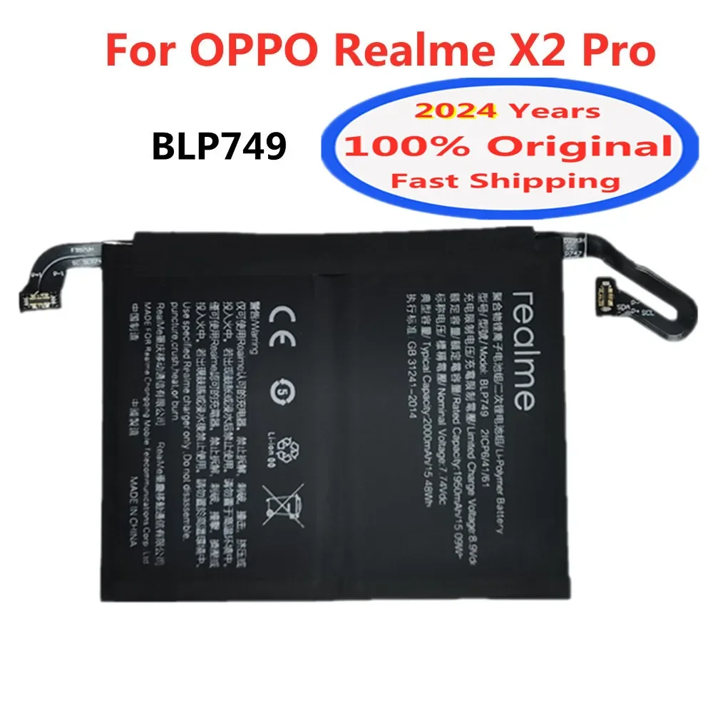 

2024 Years 4000mAh BLP749 Original Battery For OPPO Realme X2 Pro X2Pro RMX1931 Mobile Phone Battery Bateria Fast Deliver