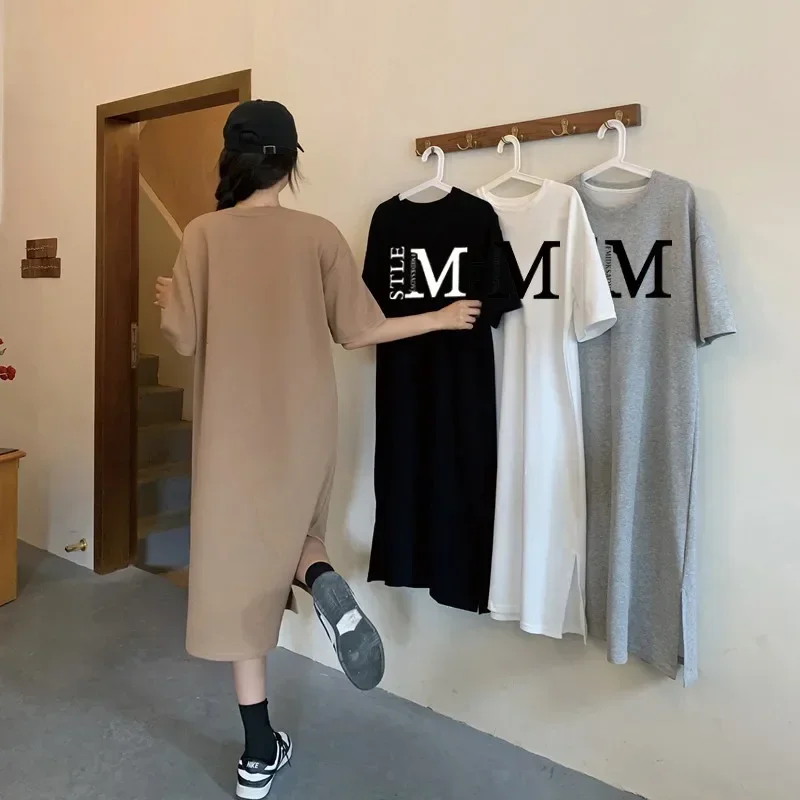 Summer Cute Fashion Cartoon Print Plus-size Loose Dress Women Casual Short-sleeved Dress