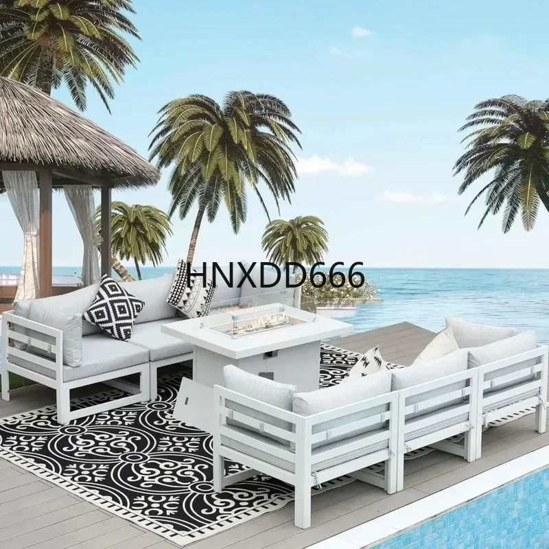 7-Piece Aluminum Outdoor Patio Conversation Set with 43