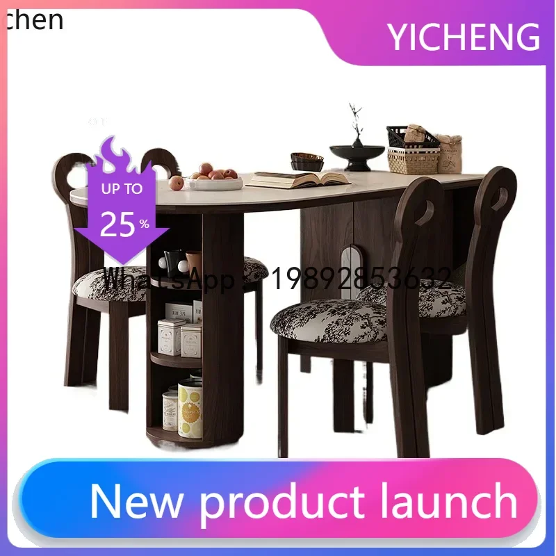 

X7 Retro Solid Wood Dining Table Oval Dining Table Rock Board Folding Wall Dining Table