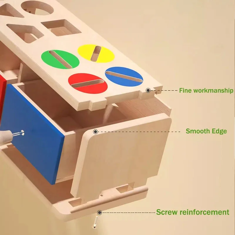 Boîte à monnaie en bois, couleur assortie, Double tiroir Permanent, blocs de radis sensoriels pour enfants, jouets pour cadeaux de bébé, nouvelle collection